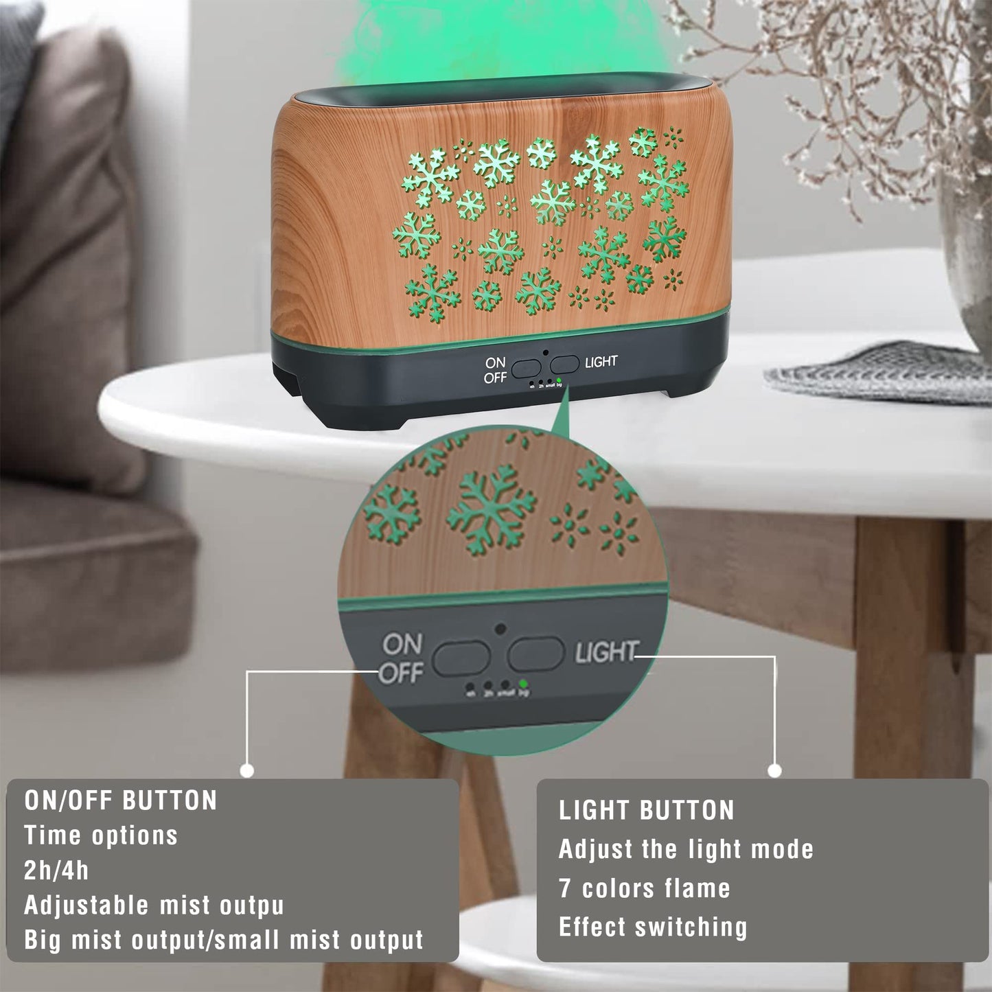 EtherealEssential™ Christmas Snowflake Humidifier - Colorful Aromatherapy and Atmosphere Diffuser for Home