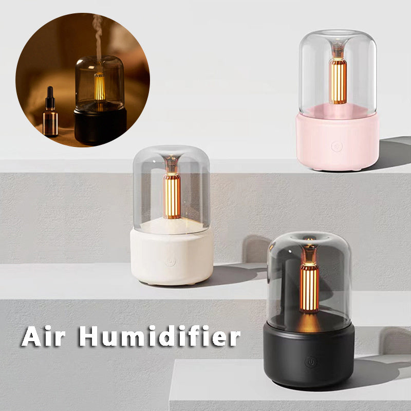 EtherealEssential™ Atmosphere Light Humidifier - Portable 120ml Electric USB Aroma Diffuser with LED Candlelight and Night Light, Cool Mist Maker Lasting 8-12 Hours