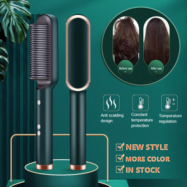 EtherealEssential™ 2-in-1 Hair Straightener and Curling Hot Comb - Dual-Purpose Negative Ion Electric Hair Brush