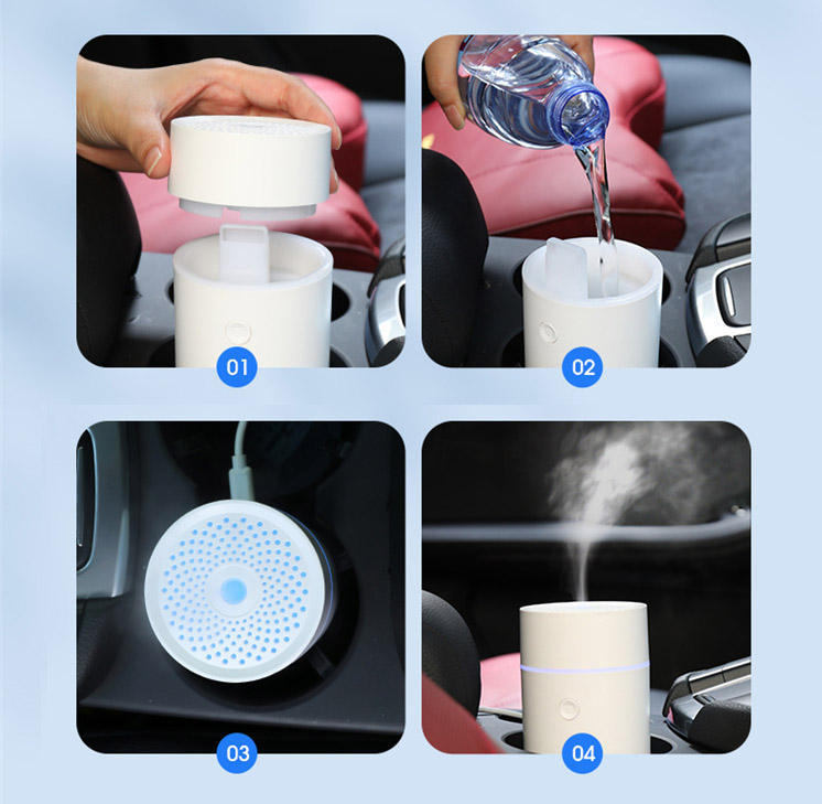 EtherealEssential™ Car Aroma Diffuser - Ultrasonic Water Mist Humidifier with Lighting for Essential Oils