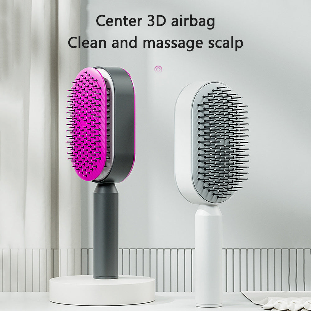 EtherealEssential™ Self-Cleaning Hair Brush - One-Key Cleaning, Anti-Static Airbag Scalp Massaging Comb for Women