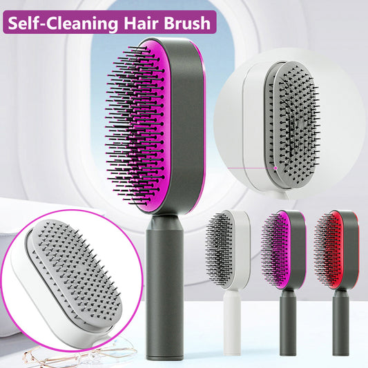 EtherealEssential™ Self-Cleaning Hair Brush - One-Key Cleaning, Anti-Static Airbag Scalp Massaging Comb for Women